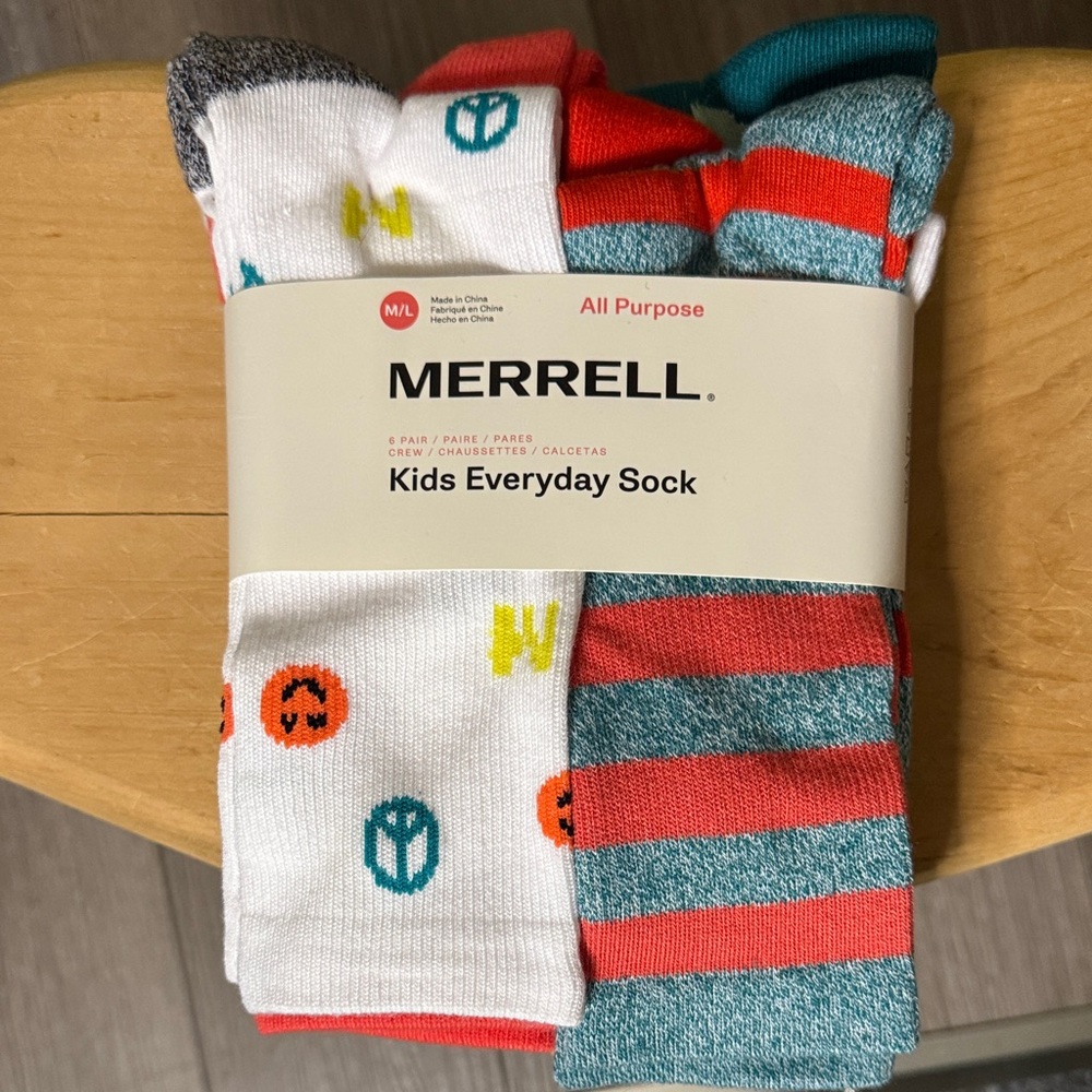 Merrell Kids Fun Patterned Socks - White, Red, Teal